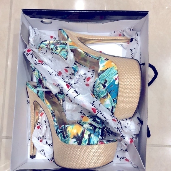 TROPICAL pattern high heels platform luichiny RARE edition heels 👠 - Picture 2 of 10